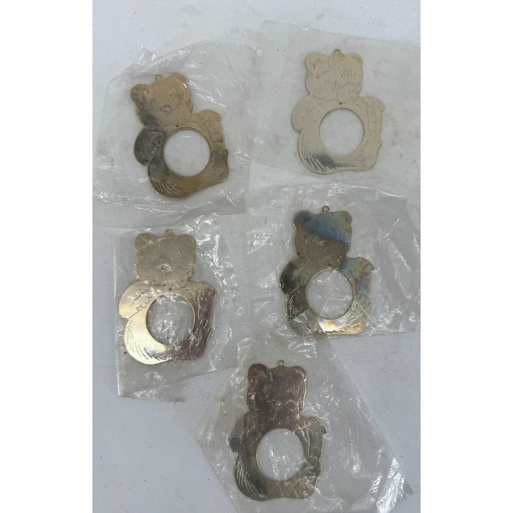 VTG Gloria Duchin Bear-shaped Gold-tone Metal‎ Picture Frame Ornament 1980s x5